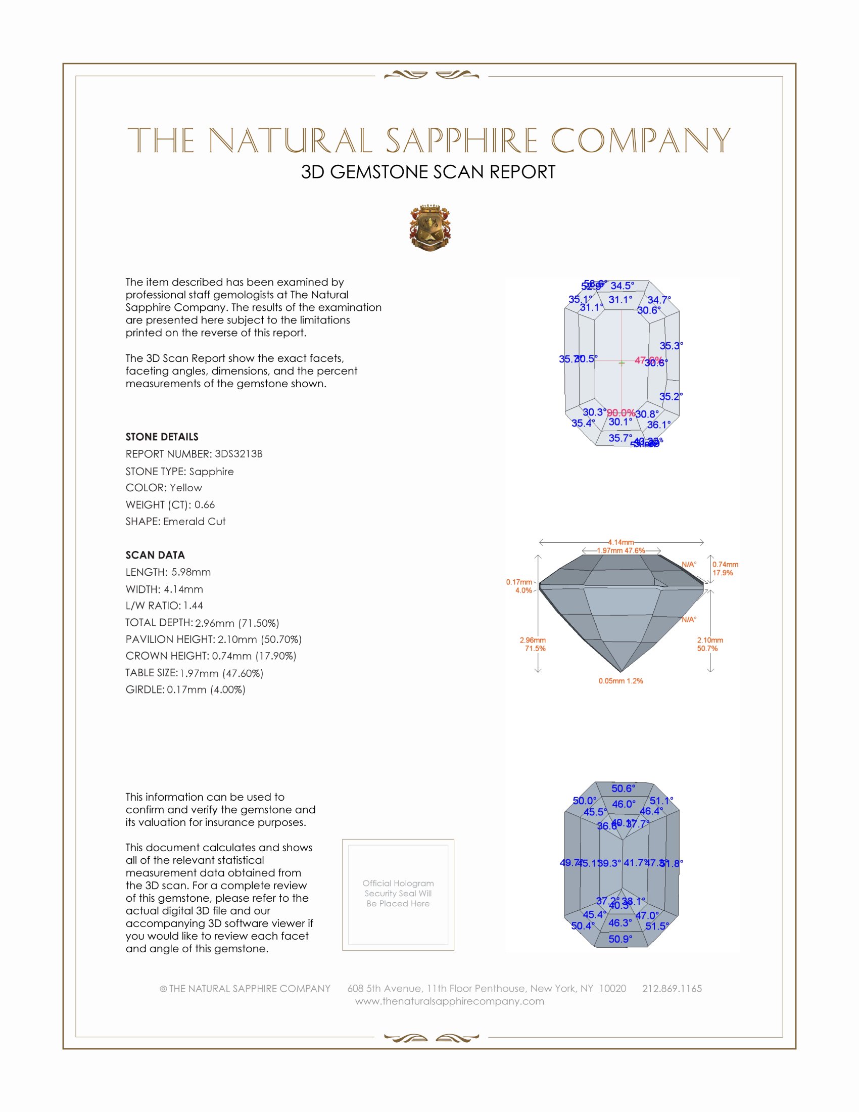 0.66 Ct. Yellow Sapphire from Ceylon (Sri Lanka)