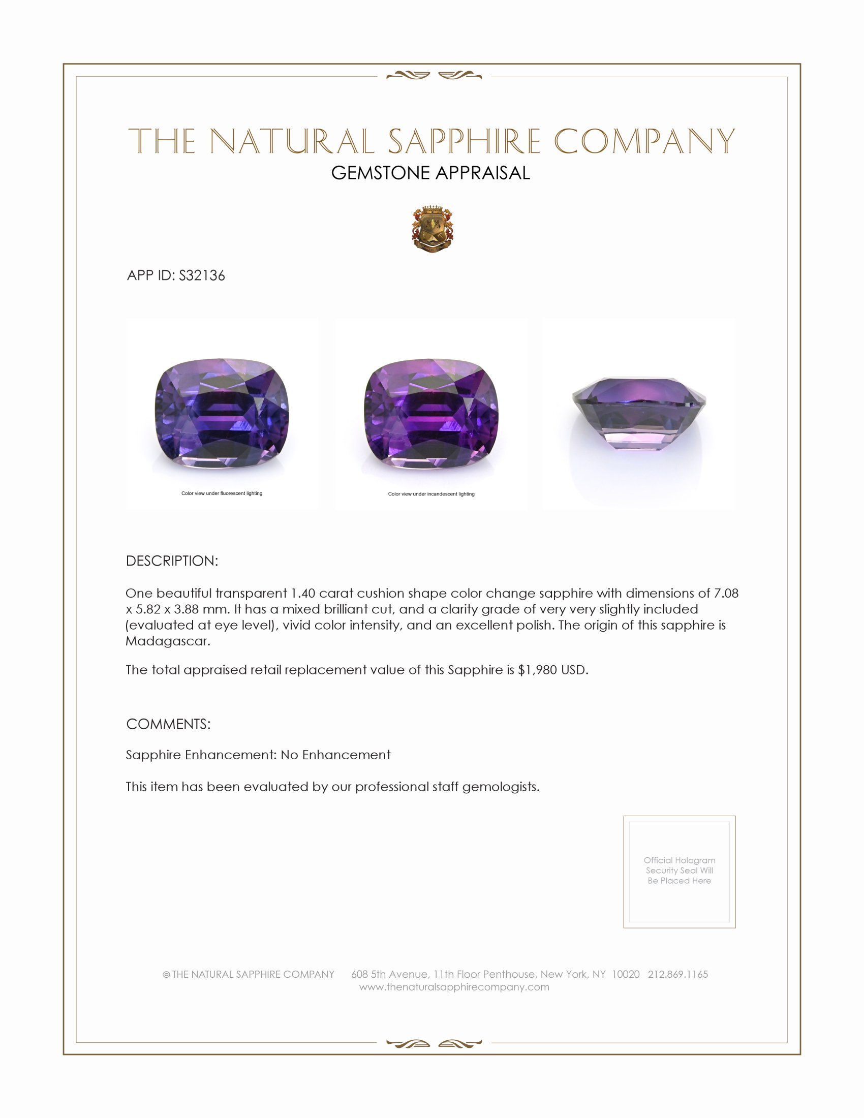 1.40 Ct. Color Change Sapphire from Madagascar