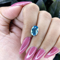 3.03 Ct. Greenish Blue Sapphire from Madagascar Life Style