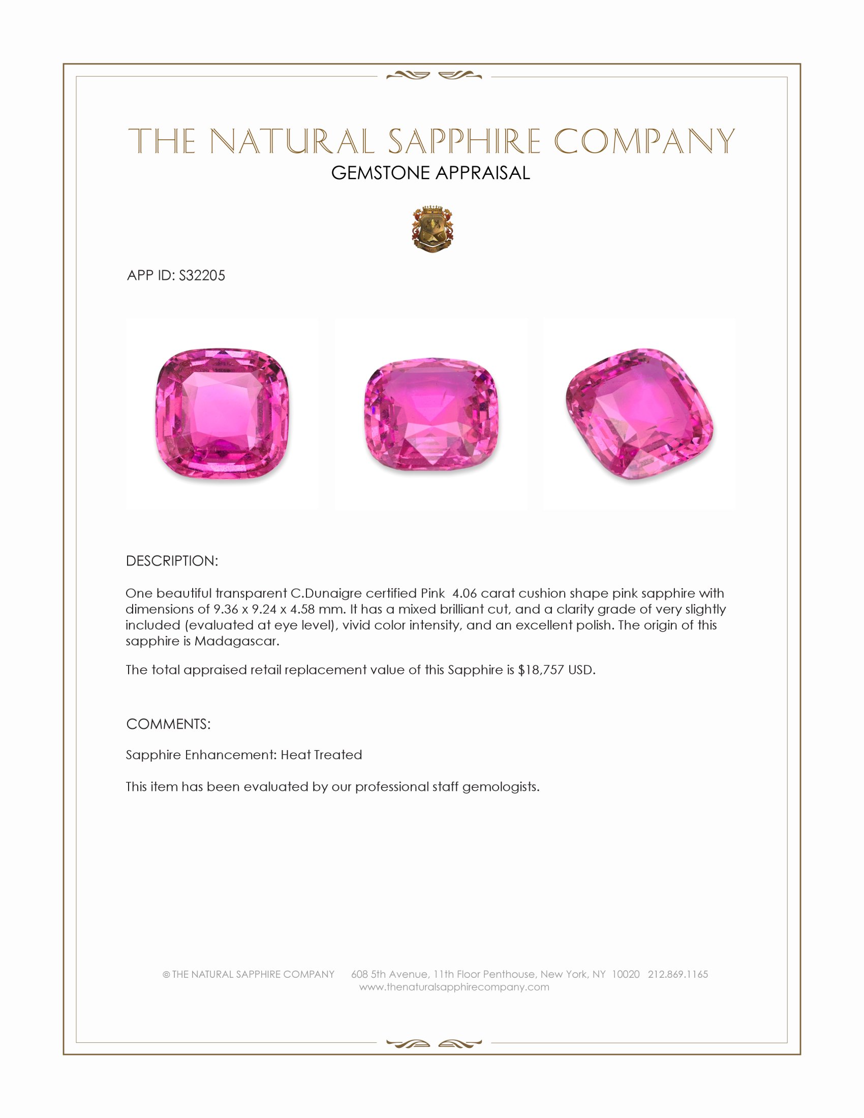4.06 Ct. Pink Sapphire from Madagascar
