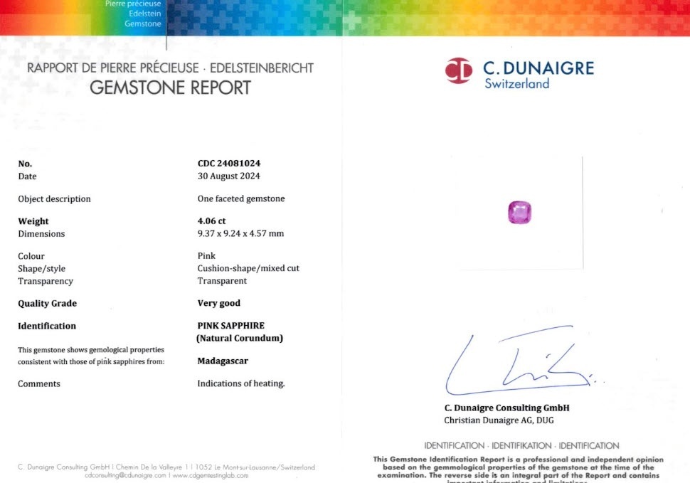 4.06 Ct. Pink Sapphire from Madagascar