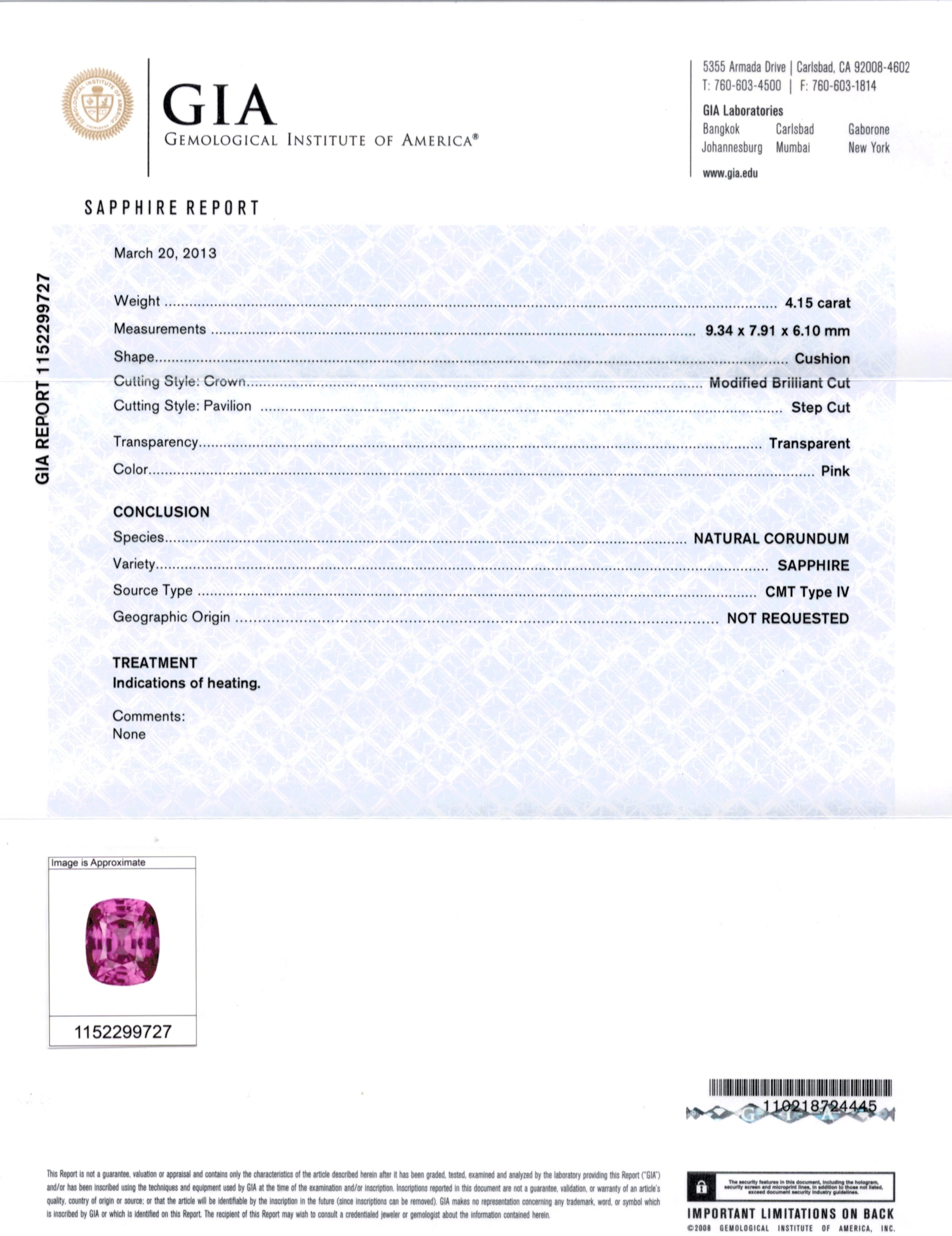 4.15 Ct. Pink Sapphire from Ceylon (Sri Lanka)