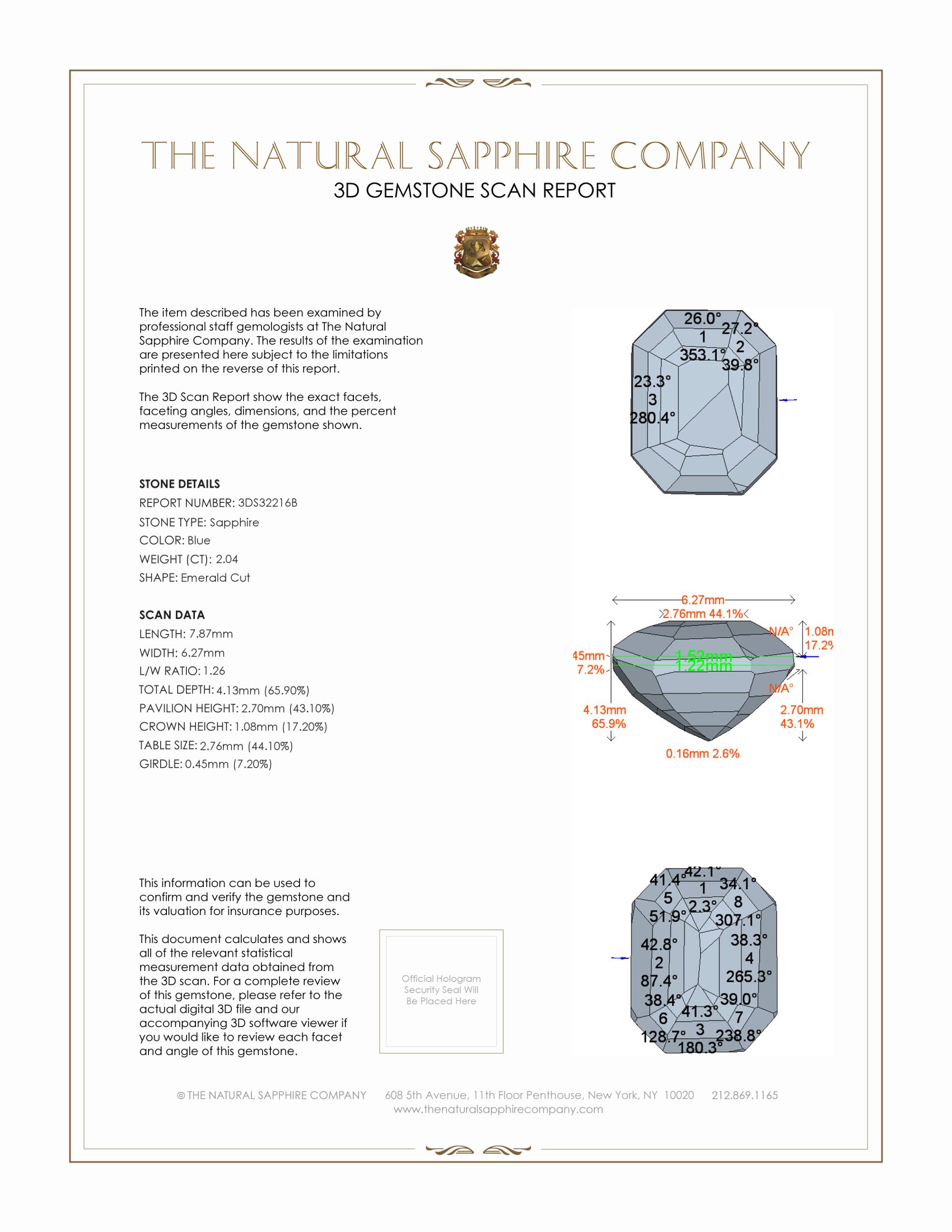 2.04 Ct. Blue Sapphire from Ceylon (Sri Lanka)