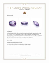 1.00 Ct. Pinkish Purple Sapphire from Ceylon (Sri Lanka) Appraisal