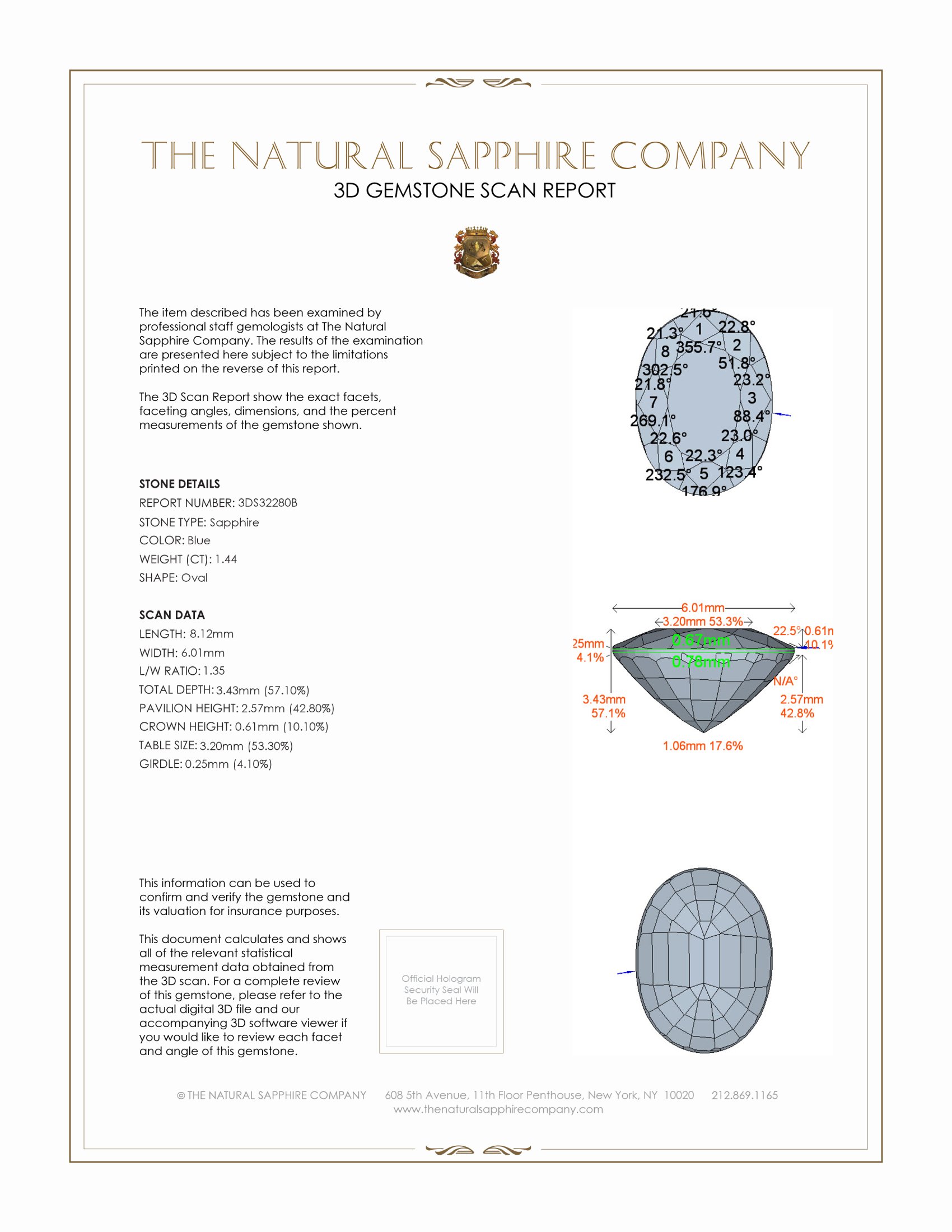 1.44 Ct. Blue Sapphire from Ceylon (Sri Lanka)