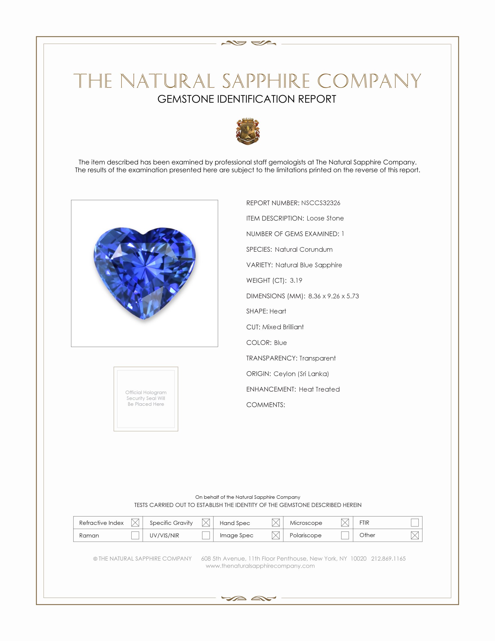 3.19 Ct. Blue Sapphire from Ceylon (Sri Lanka)
