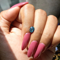 1.05 Ct. Bluish Green Sapphire from Madagascar Life Style