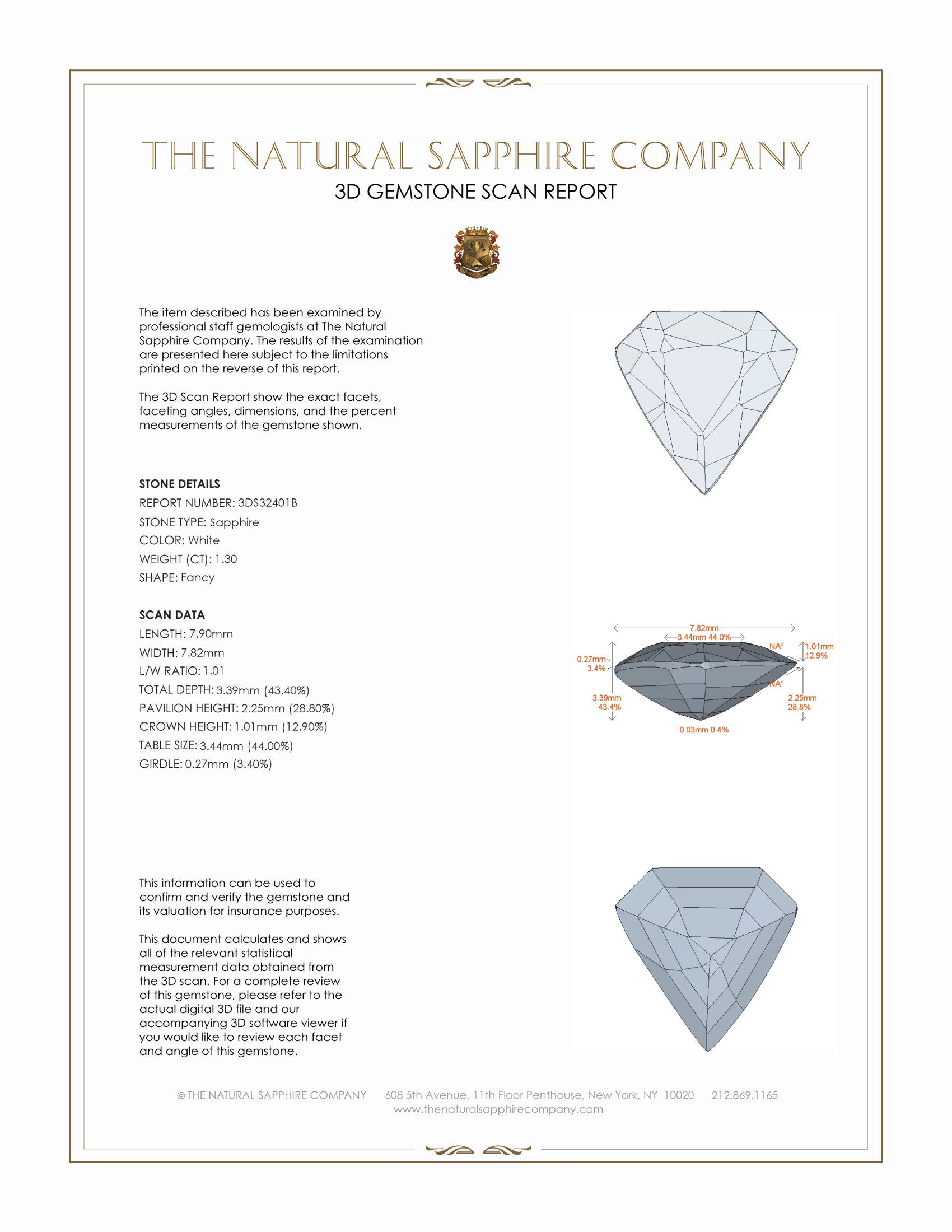 1.30 Ct. White Sapphire from Africa