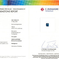 7.02 Ct. Bluish Green Sapphire from Madagascar Scan Report