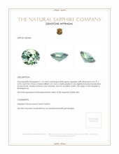 1.13 Ct. Bluish Green Sapphire from Madagascar Appraisal