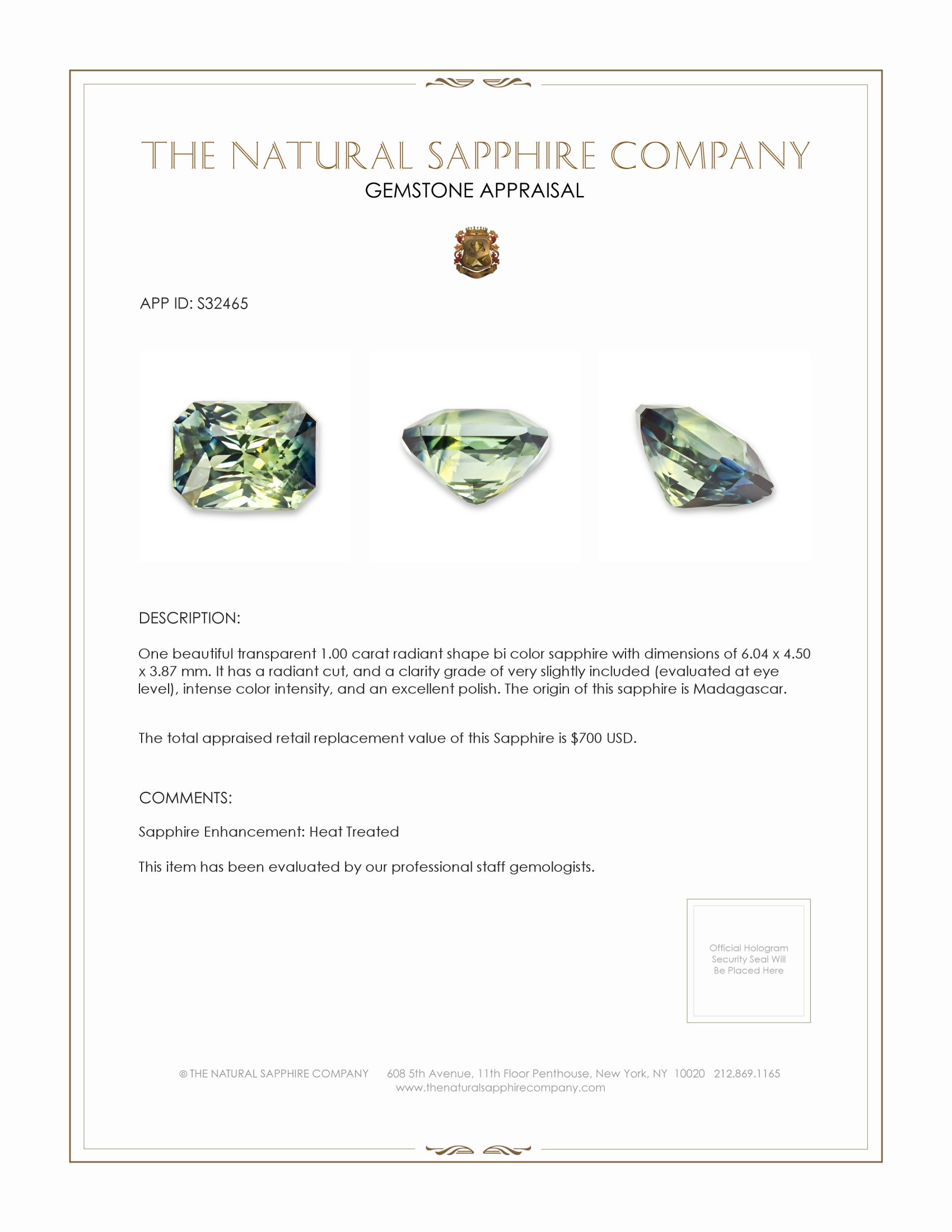 1.00 Ct. Bi Color Sapphire from Madagascar