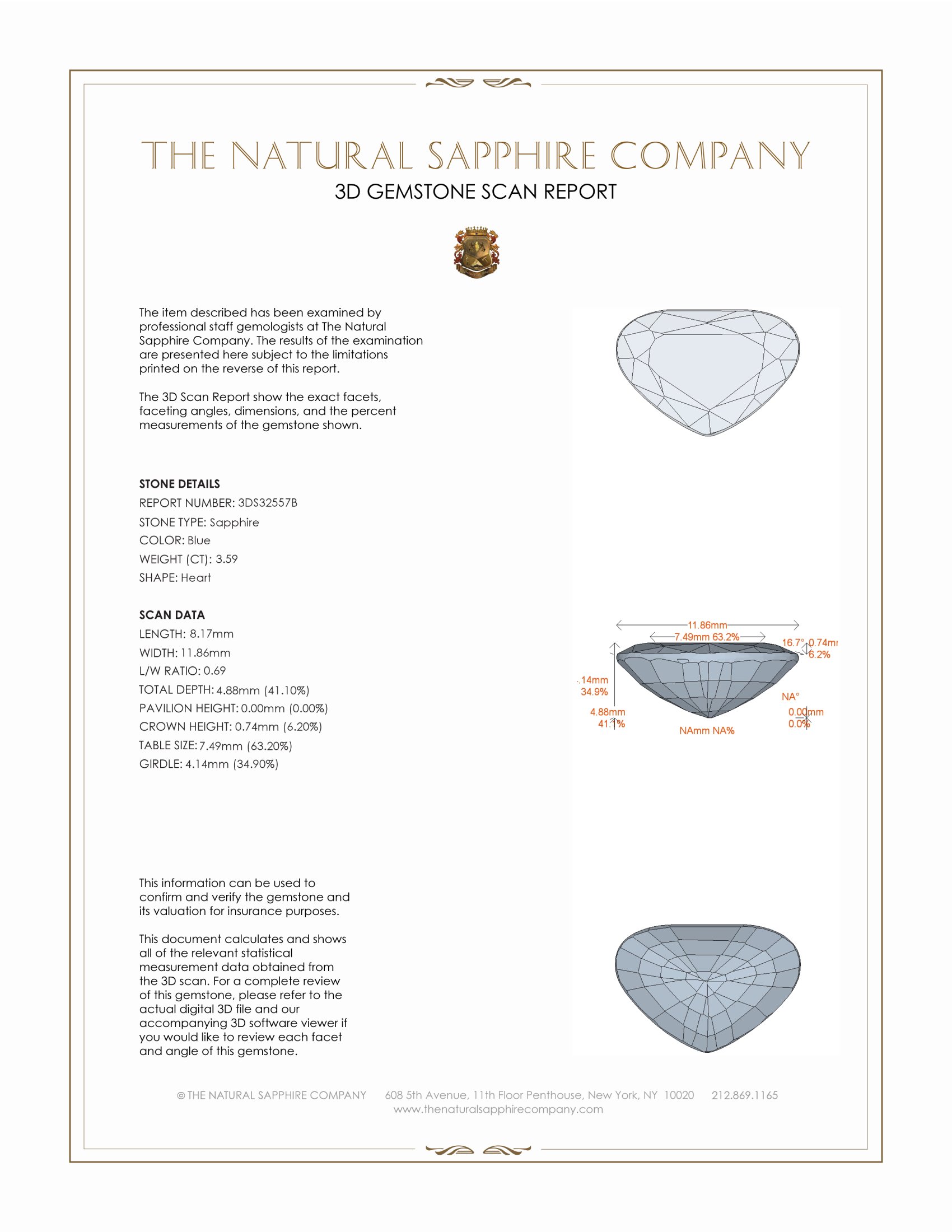 3.59 Ct. Blue Sapphire from Thailand