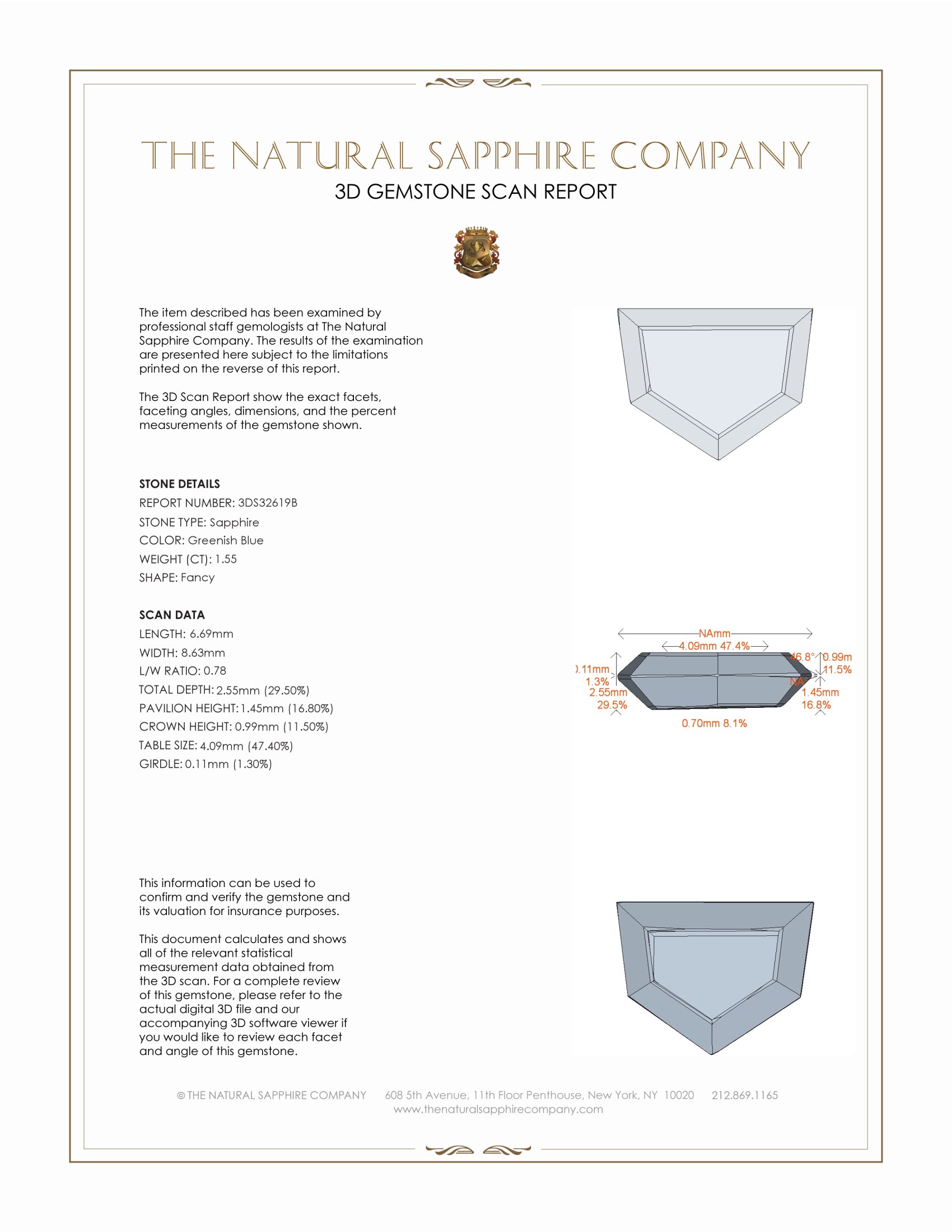 1.55 Ct. Greenish Blue Sapphire from Montana