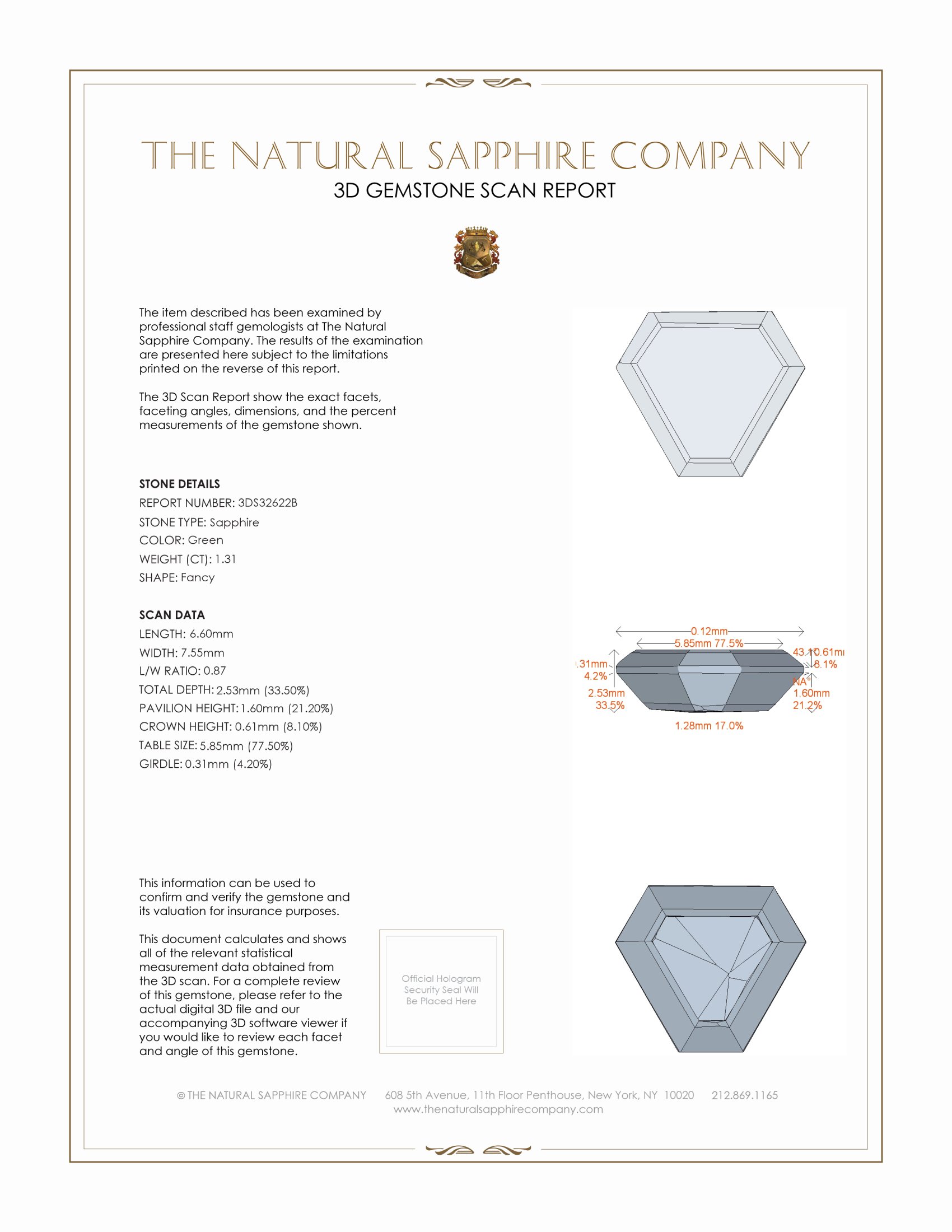 1.31 Ct. Bluish Green Sapphire from Montana