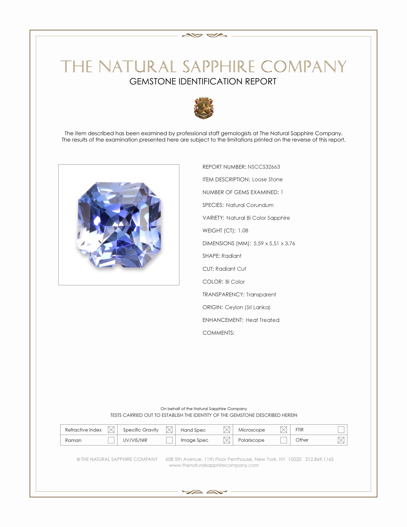 1.08 Ct. Bi Color Sapphire from Ceylon (Sri Lanka)