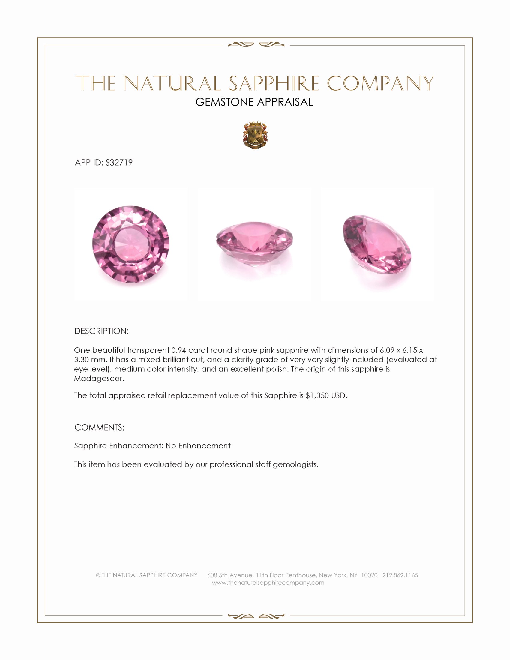 0.94 Ct. Pink Sapphire from Madagascar