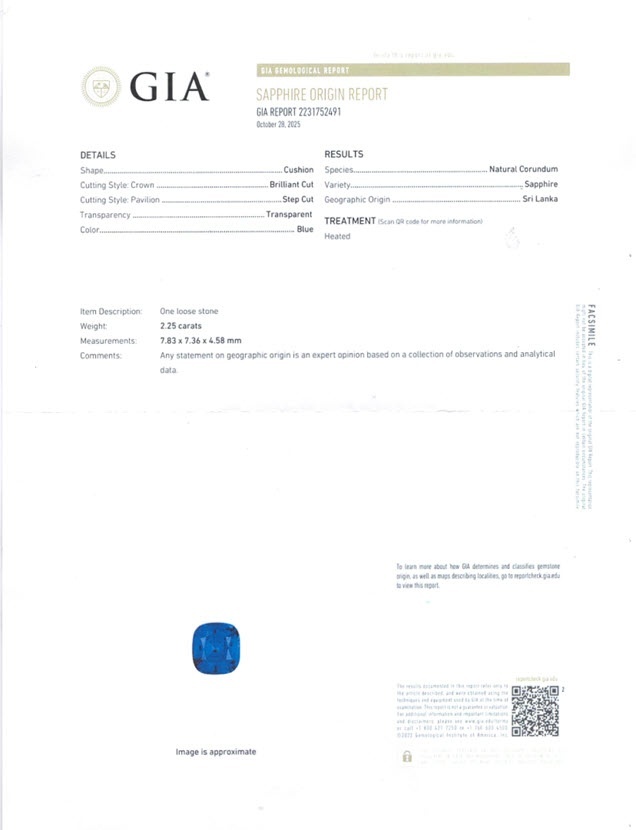 2.25 Ct. Blue Sapphire from Ceylon (Sri Lanka)