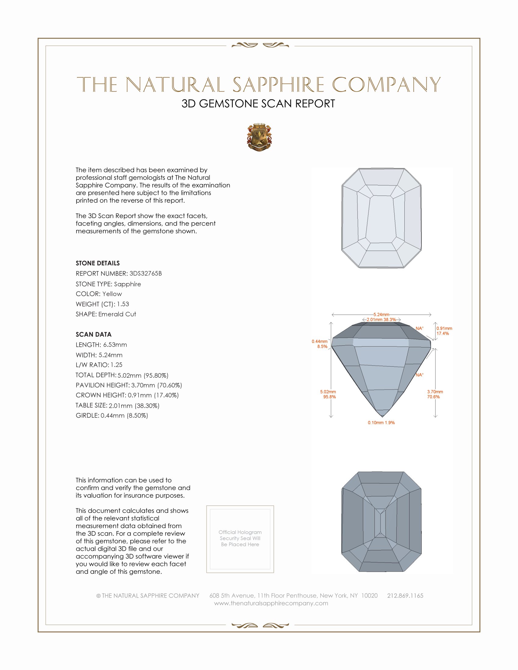 1.53 Ct. Yellow Sapphire from Ceylon (Sri Lanka)