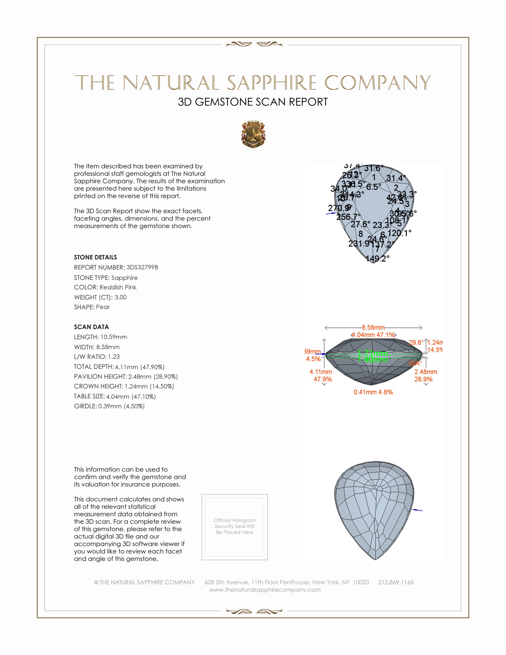 3.00 Ct. Reddish Pink Sapphire from Ceylon (Sri Lanka)