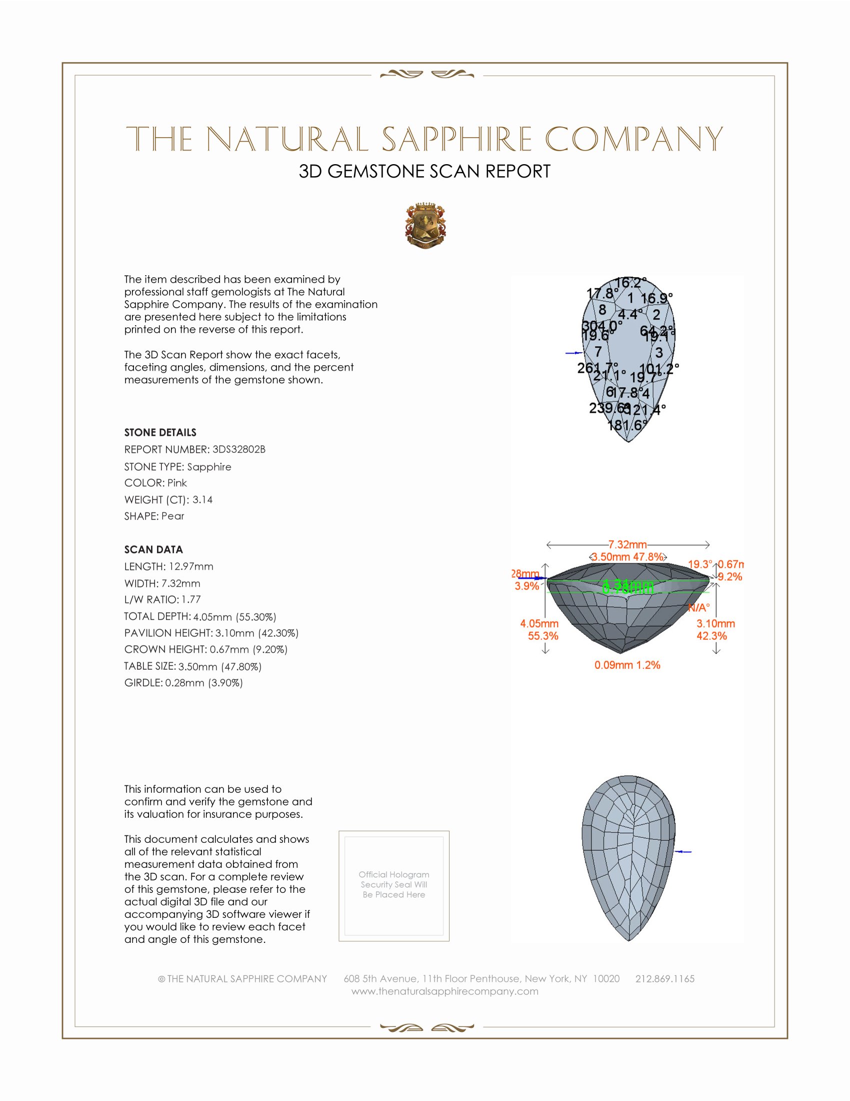 3.14 Ct. Pink Sapphire from Ceylon (Sri Lanka)