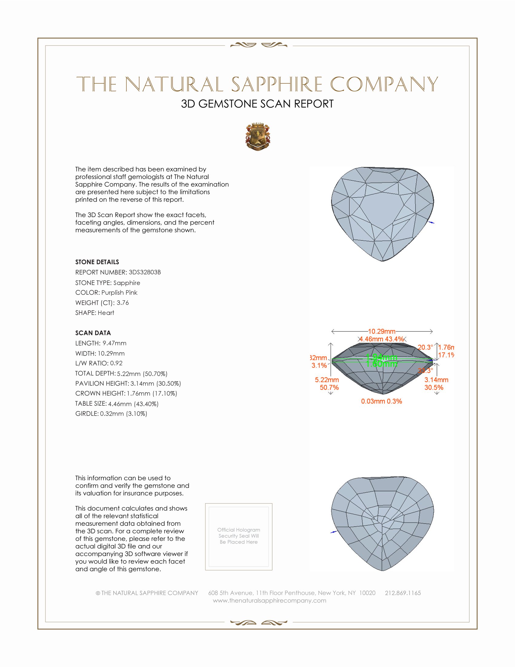 3.76 Ct. Purplish Pink Sapphire from Ceylon (Sri Lanka)