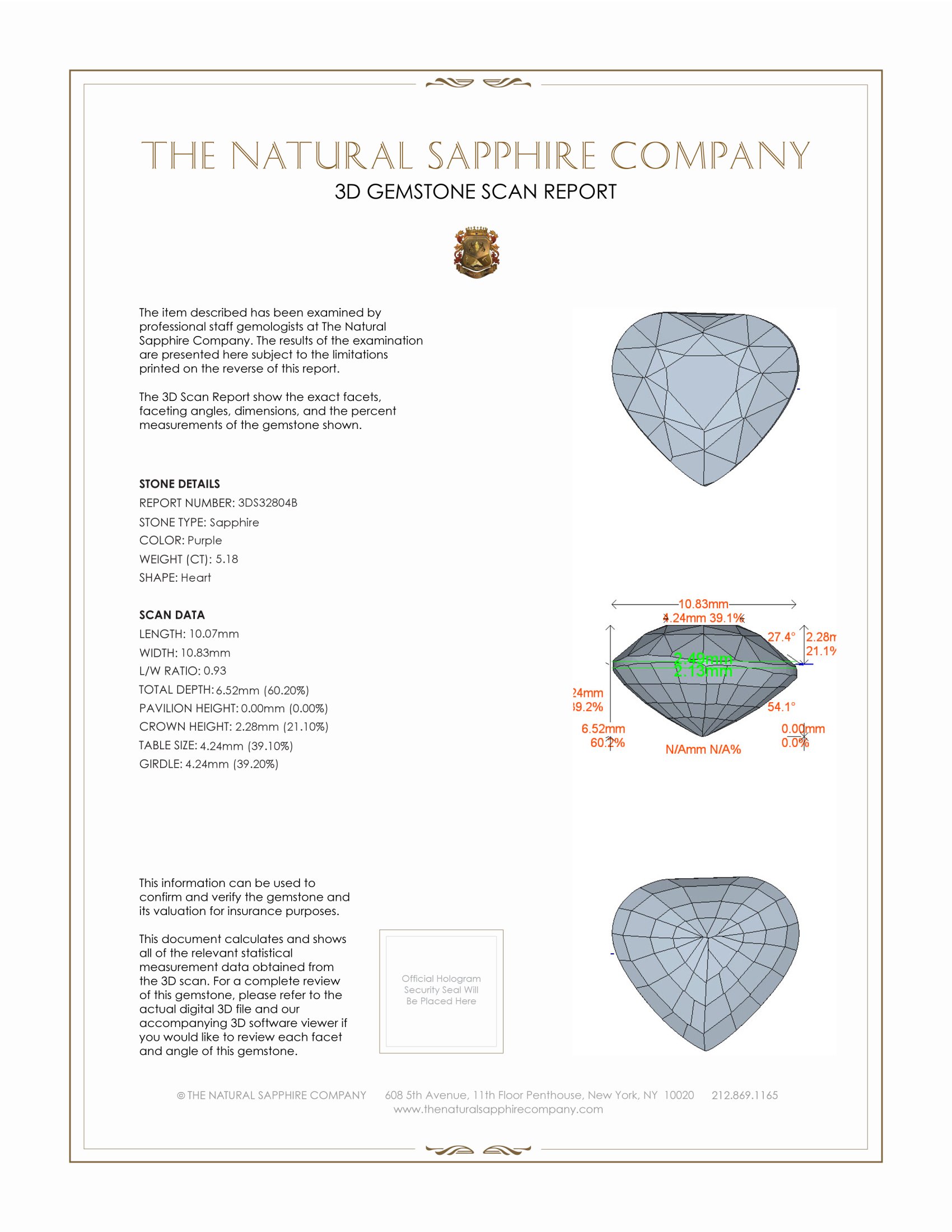 5.18 Ct. Purple Sapphire from Ceylon (Sri Lanka)