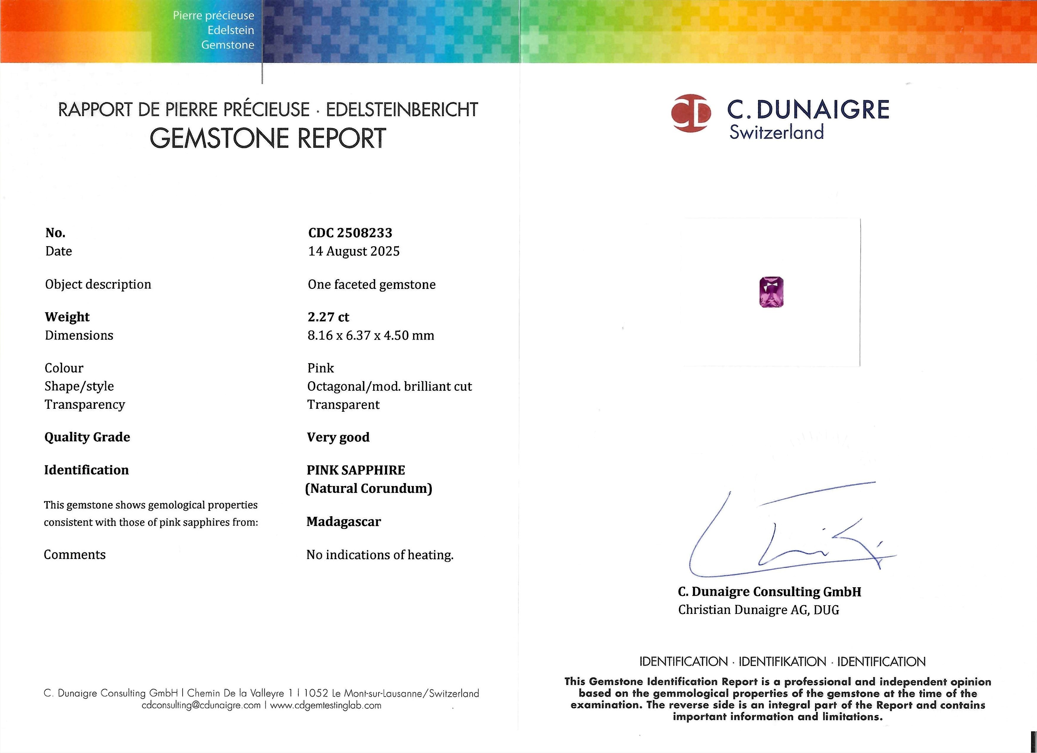 2.27 Ct. Pink Sapphire from Madagascar