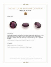 0.79 Ct. Pinkish Purple Sapphire from Thailand Appraisal
