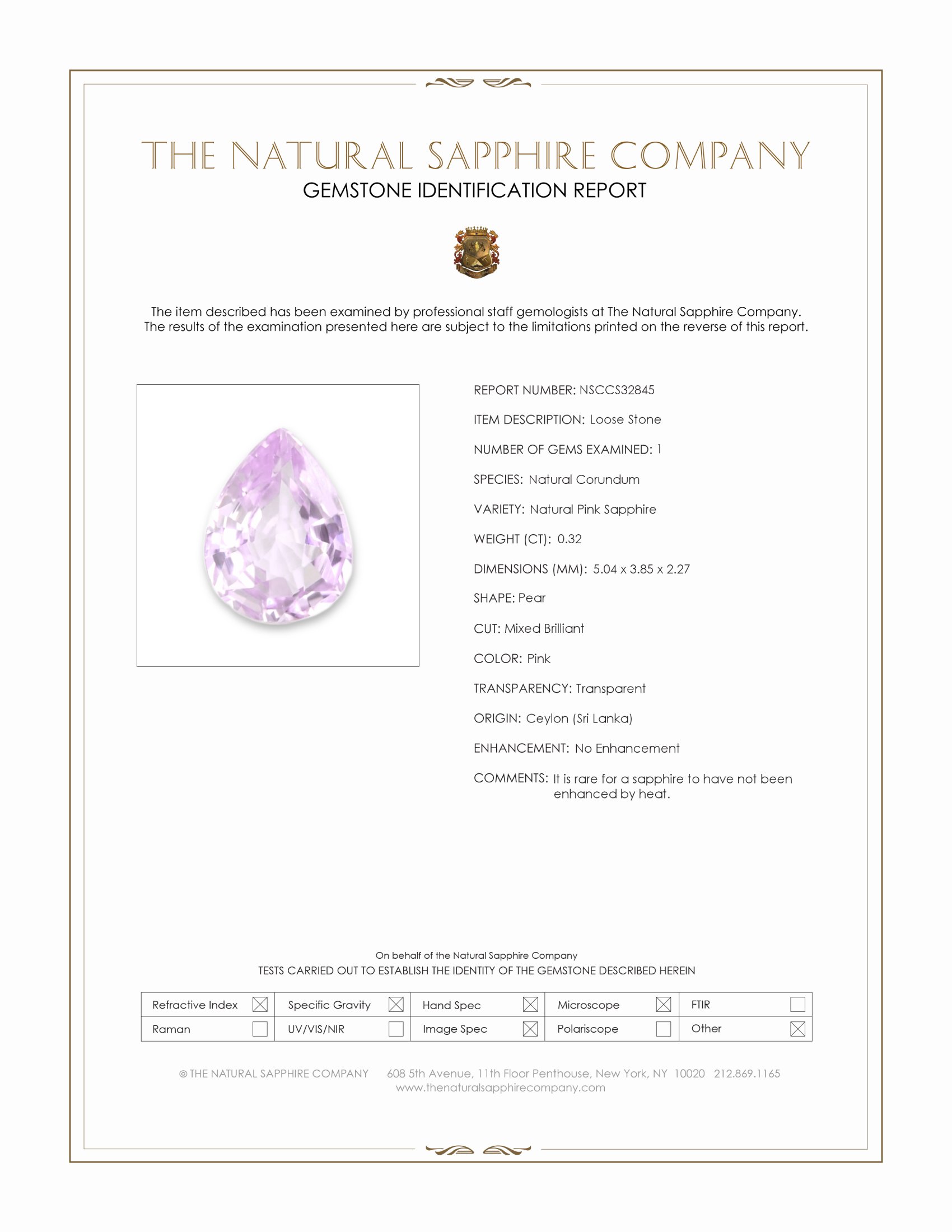 0.32 Ct. Pink Sapphire from Ceylon (Sri Lanka)