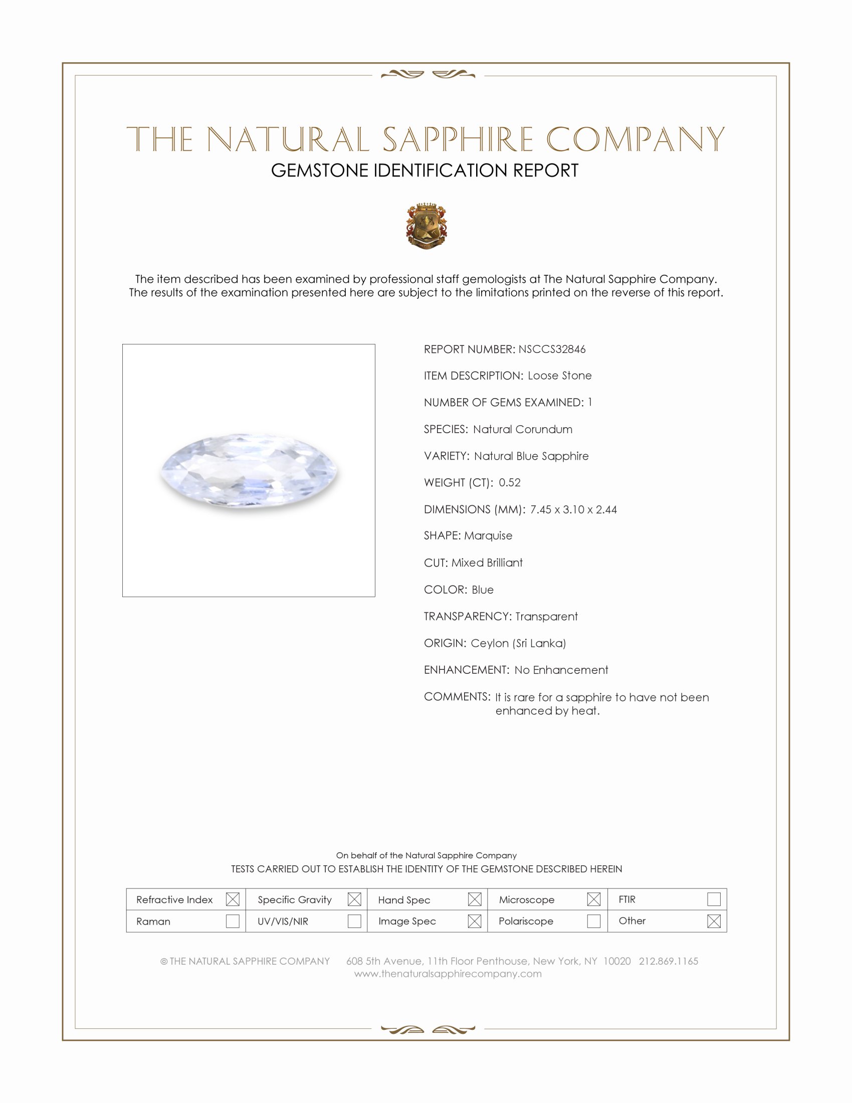 0.52 Ct. Blue Sapphire from Ceylon (Sri Lanka)