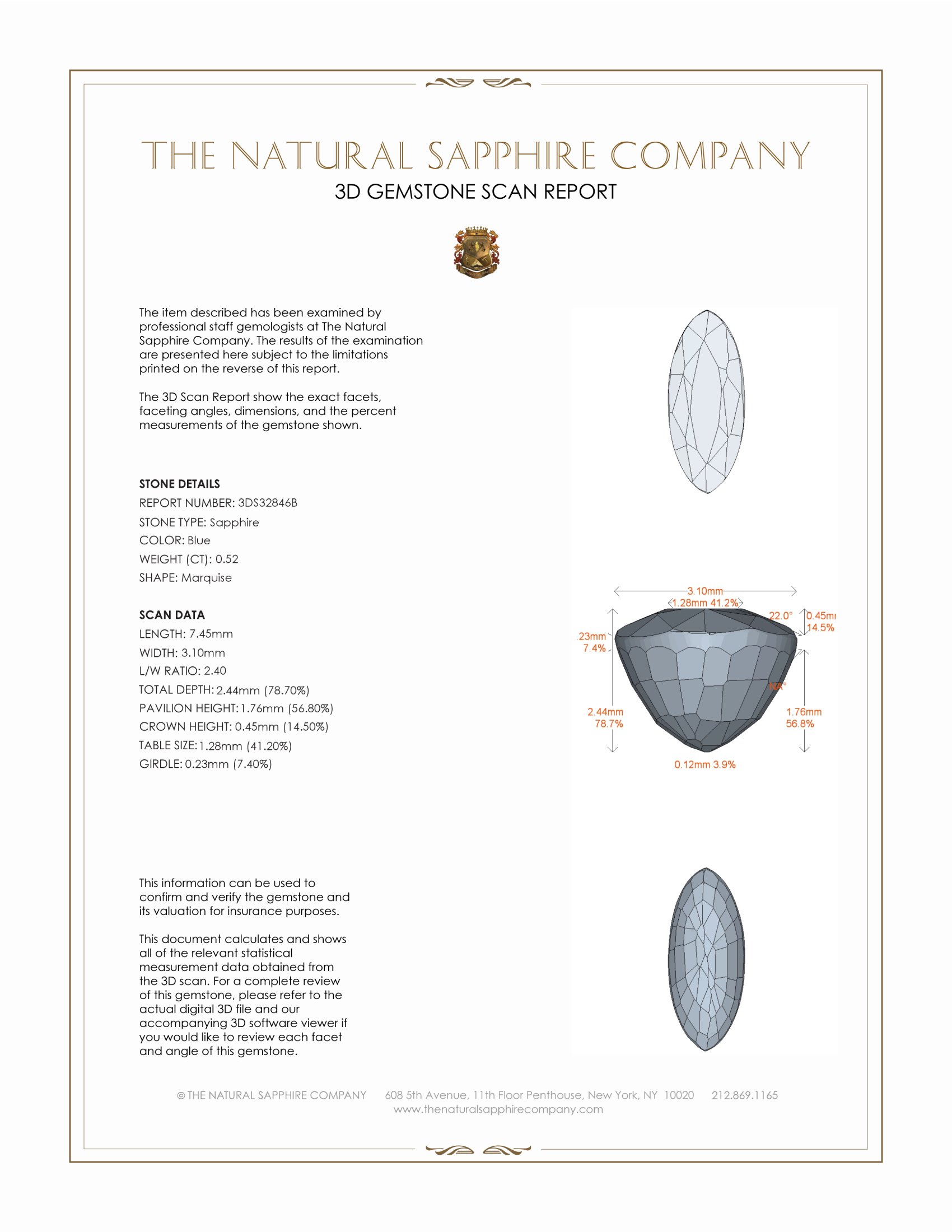 0.52 Ct. Blue Sapphire from Ceylon (Sri Lanka)