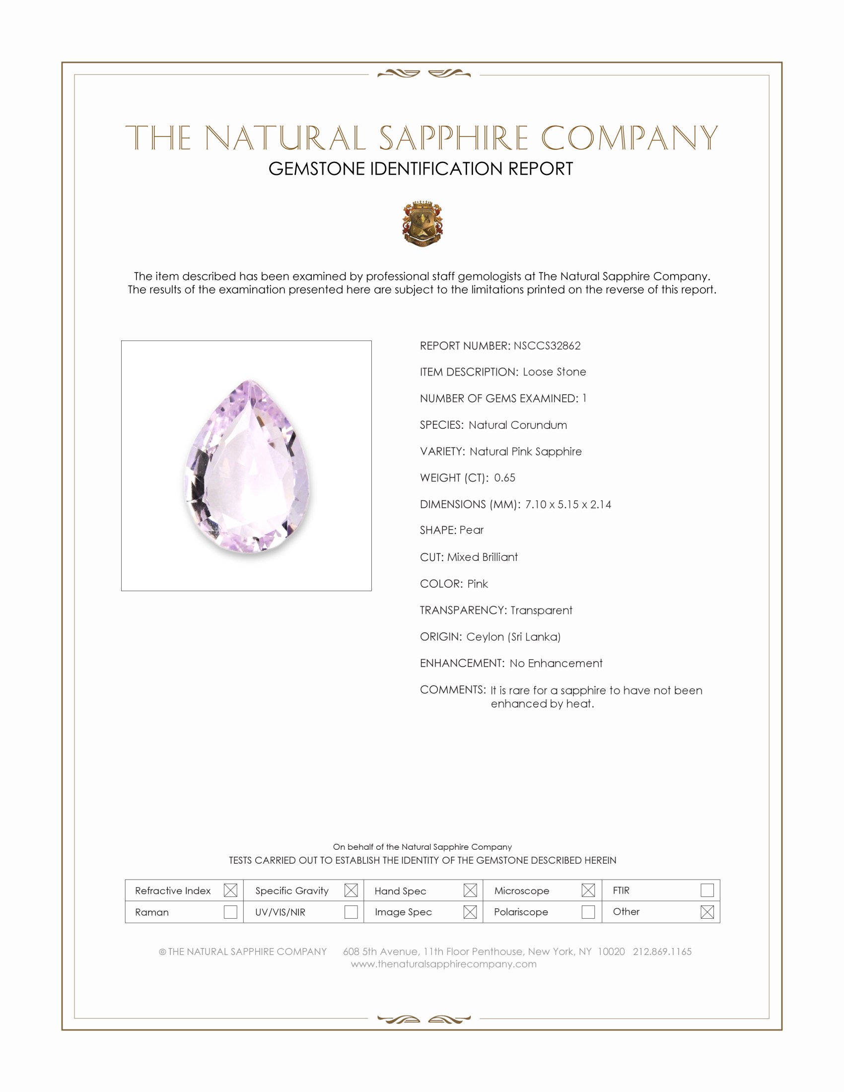 0.65 Ct. Pink Sapphire from Ceylon (Sri Lanka)