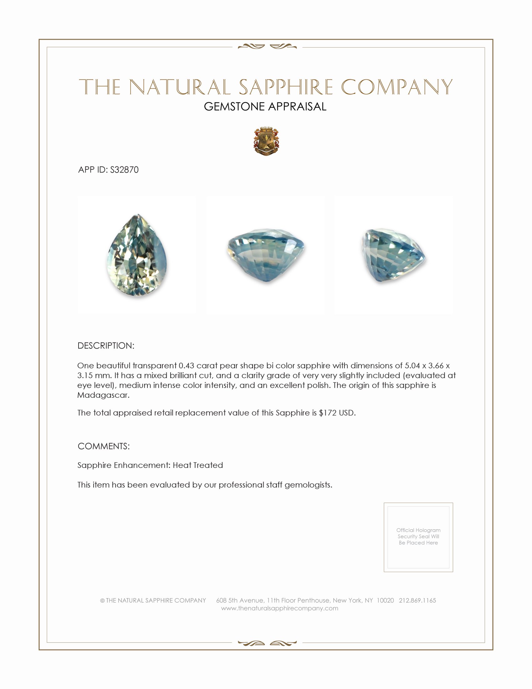 0.43 Ct. Bi Color Sapphire from Madagascar