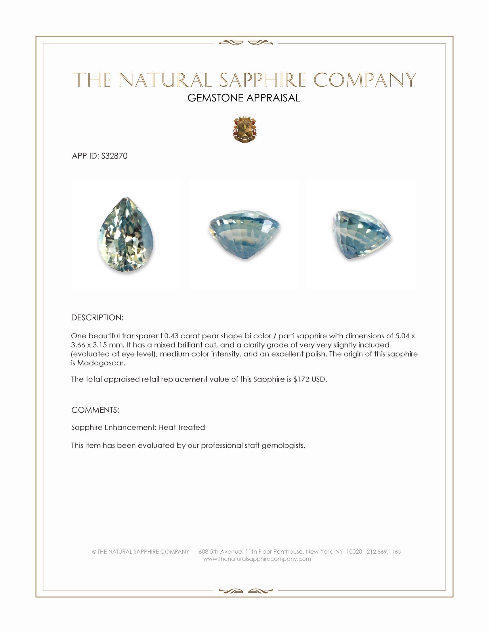 0.43 Ct. Bi Color / Parti Sapphire from Madagascar