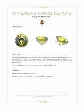 0.69 Ct. Yellowish Green Sapphire from Madagascar Appraisal