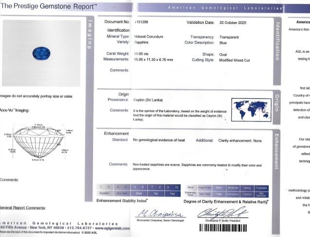 11.66 Ct. Blue Sapphire from Ceylon (Sri Lanka)