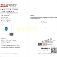 10.01 Ct. Blue Sapphire from Ceylon (Sri Lanka) Scan Report