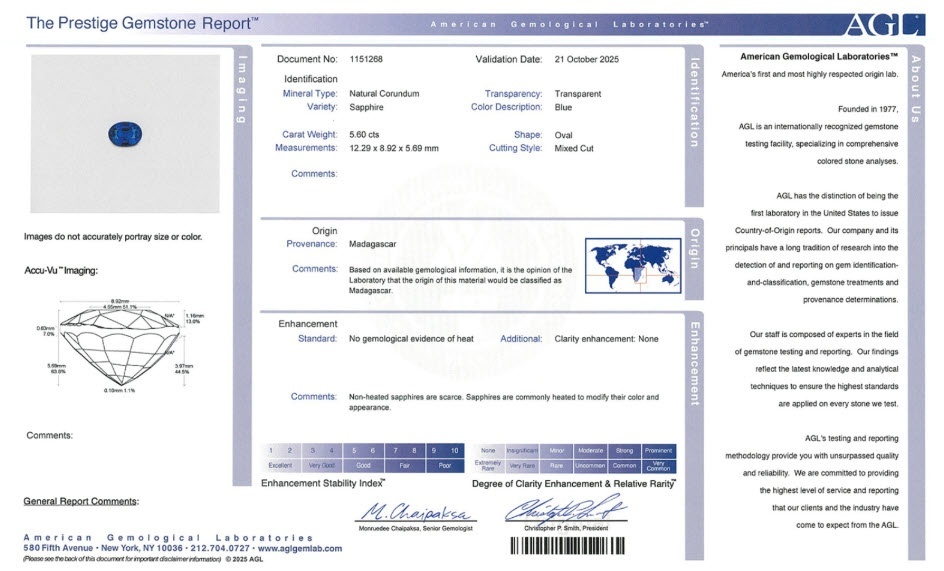 5.60 Ct. Blue Sapphire from Ceylon (Sri Lanka)