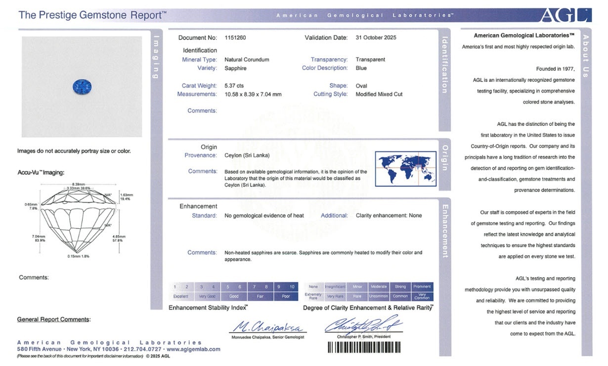 5.37 Ct. Blue Sapphire from Ceylon (Sri Lanka)
