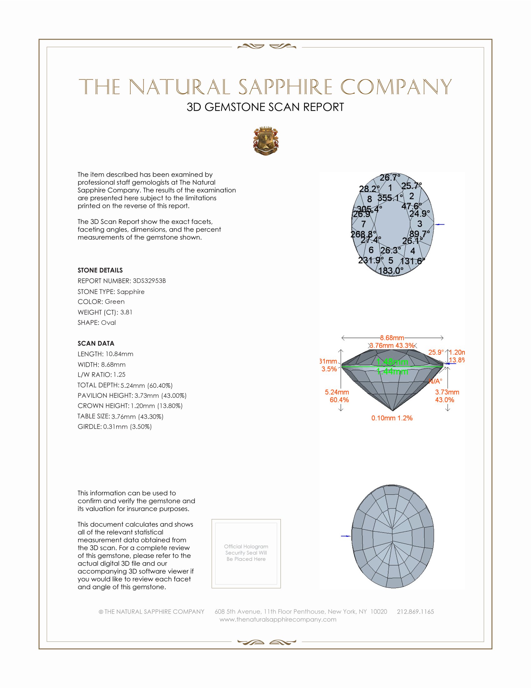 3.81 Ct. Green Sapphire from Madagascar