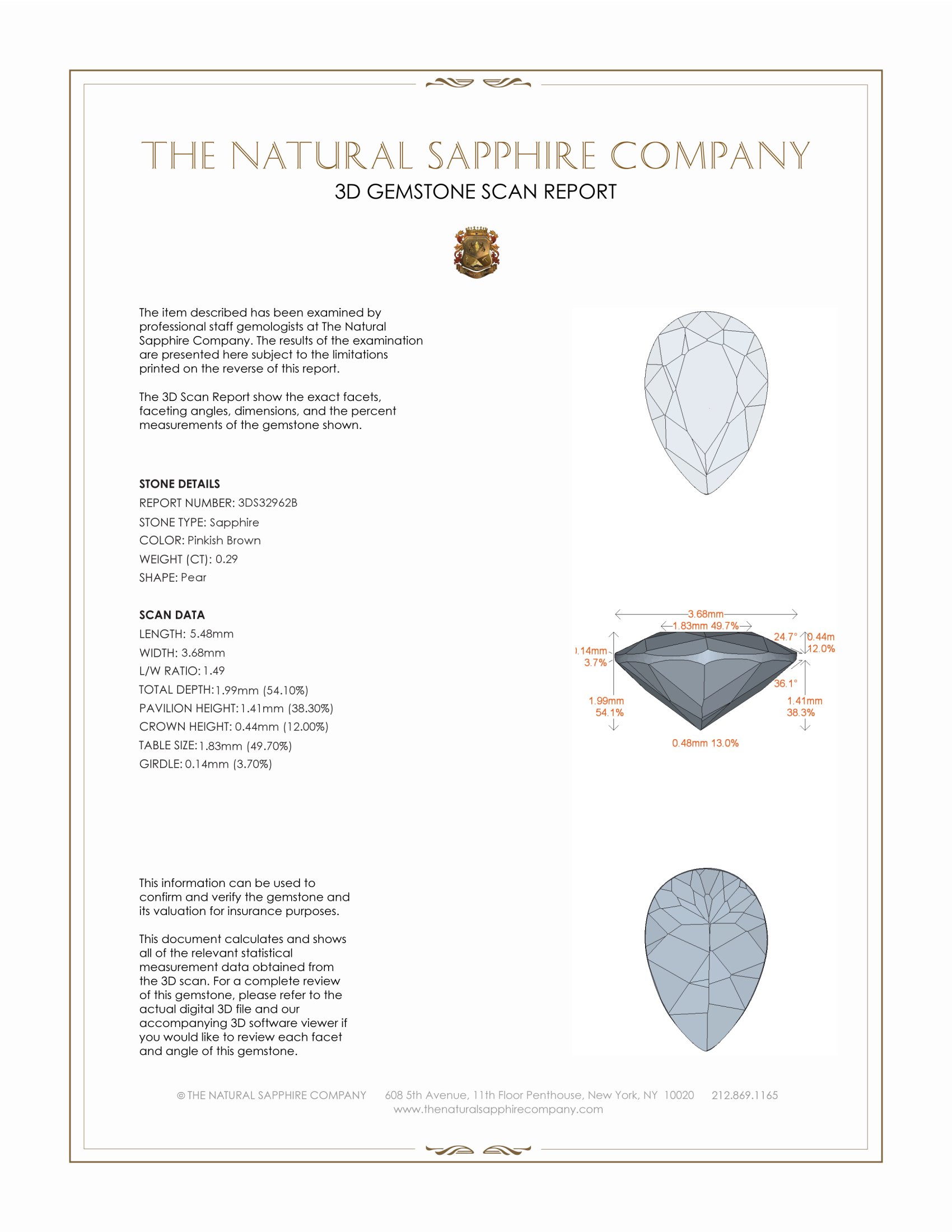 0.29 Ct. Pinkish Brown Sapphire from Montana