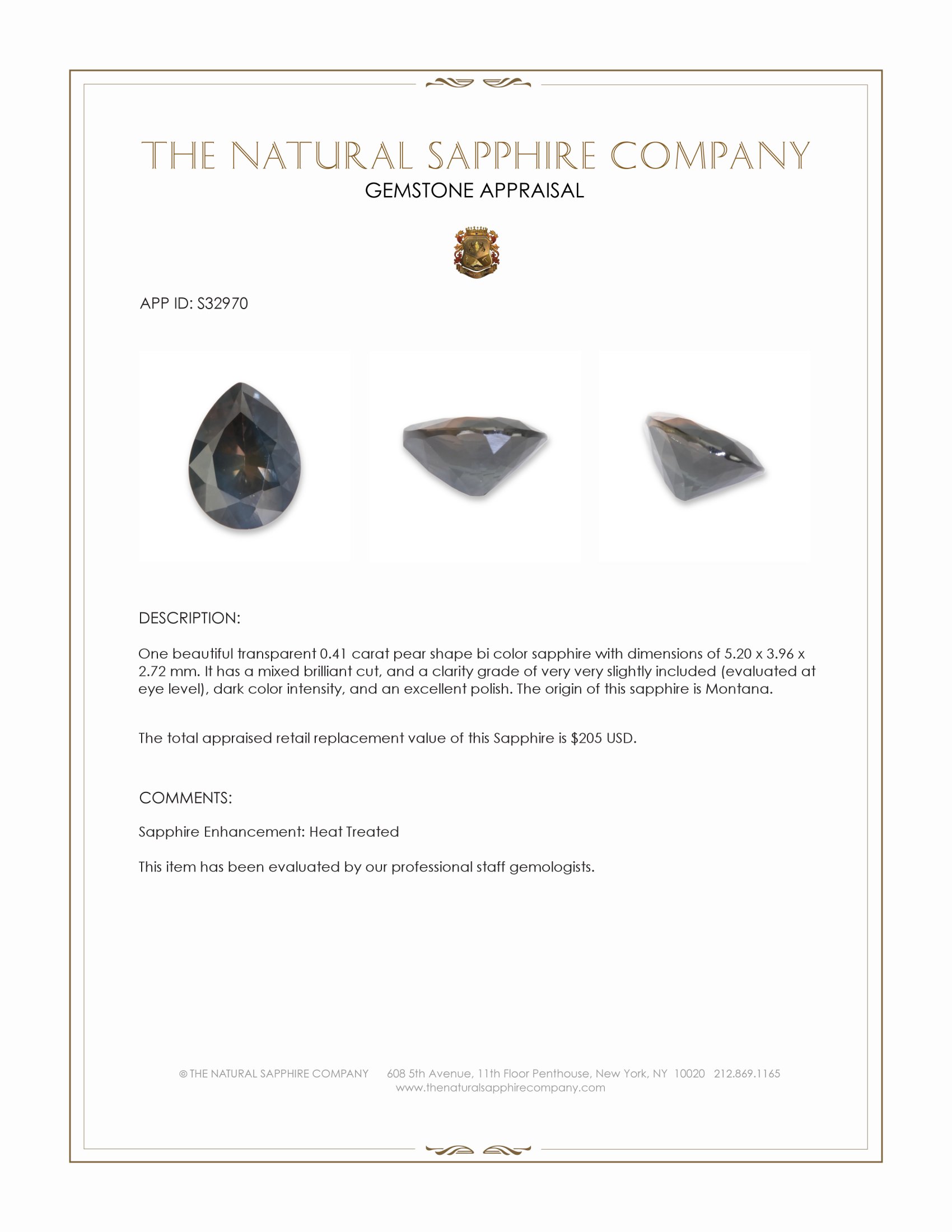 0.41 Ct. Bi Color Sapphire from Montana