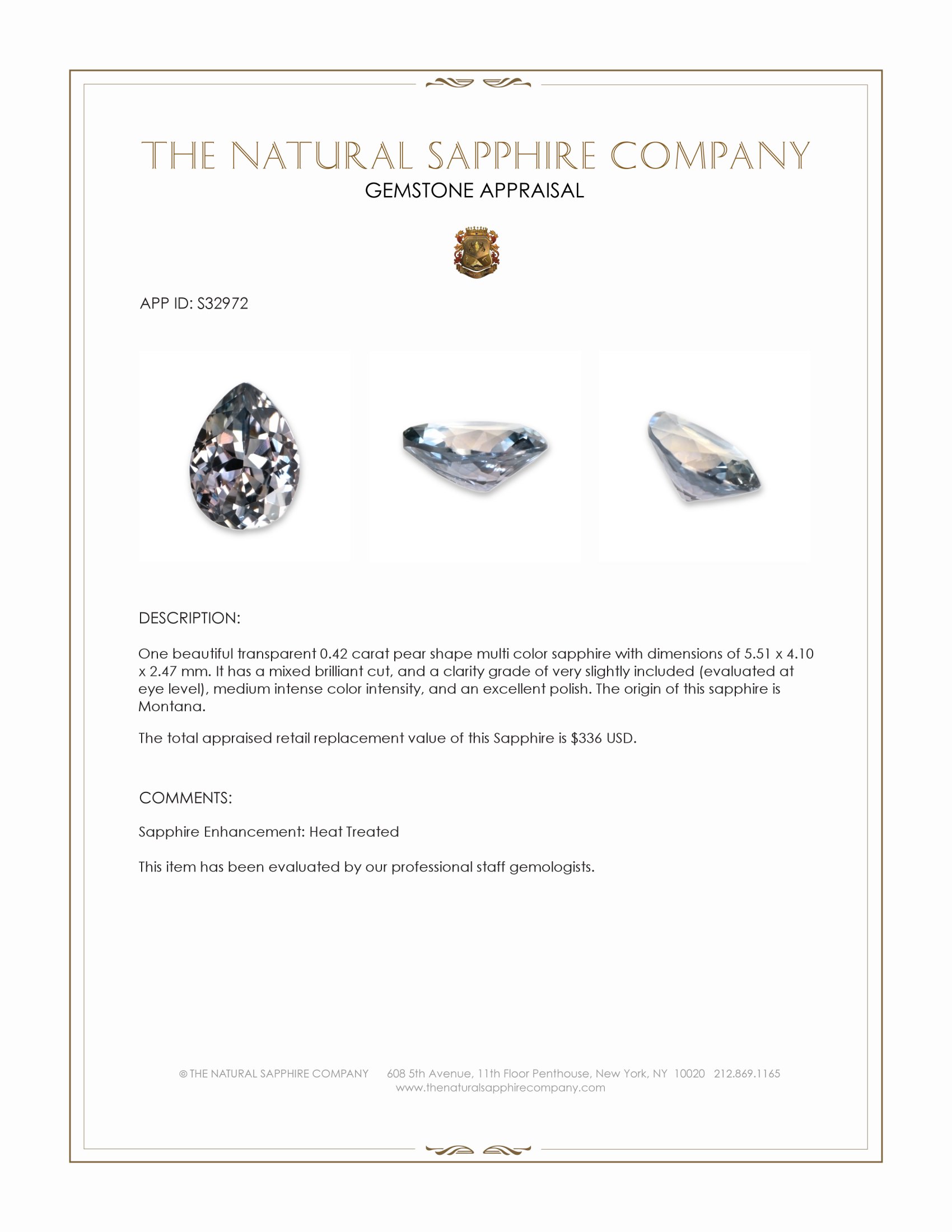 0.42 Ct. Multi Color Sapphire from Montana