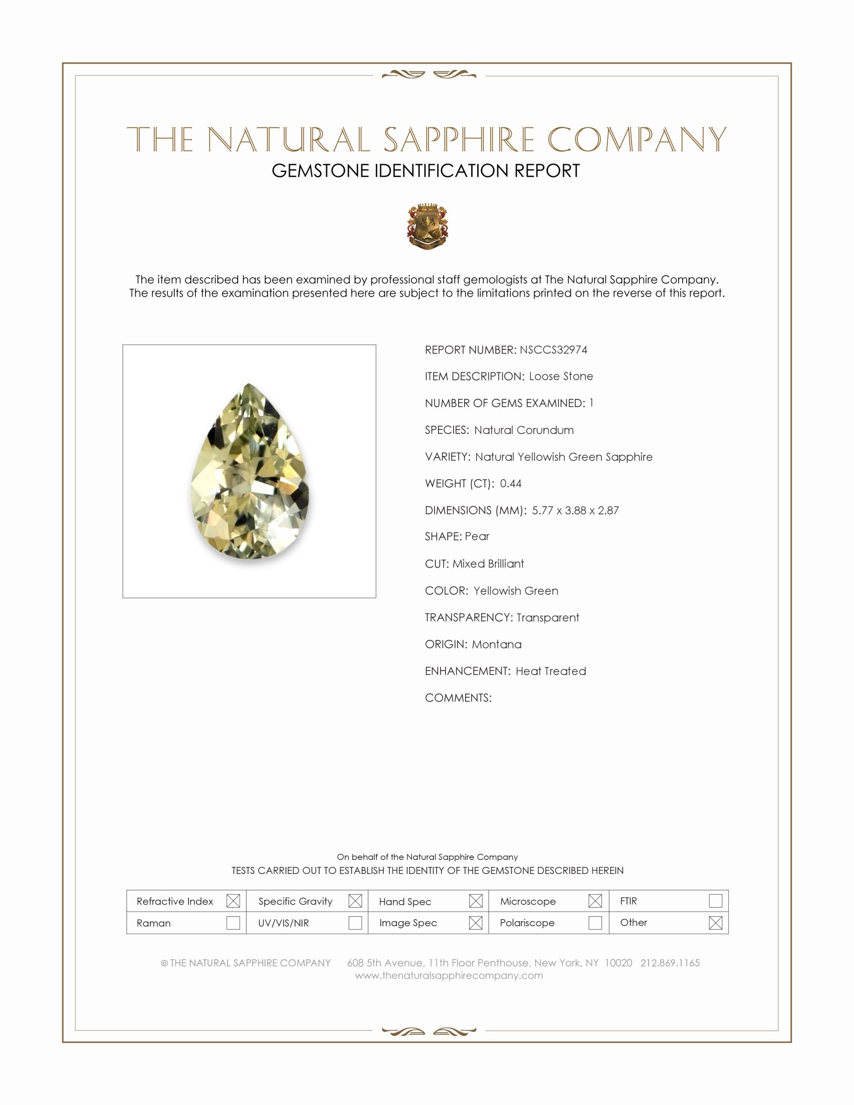 0.44 Ct. Yellowish Green Sapphire from Montana