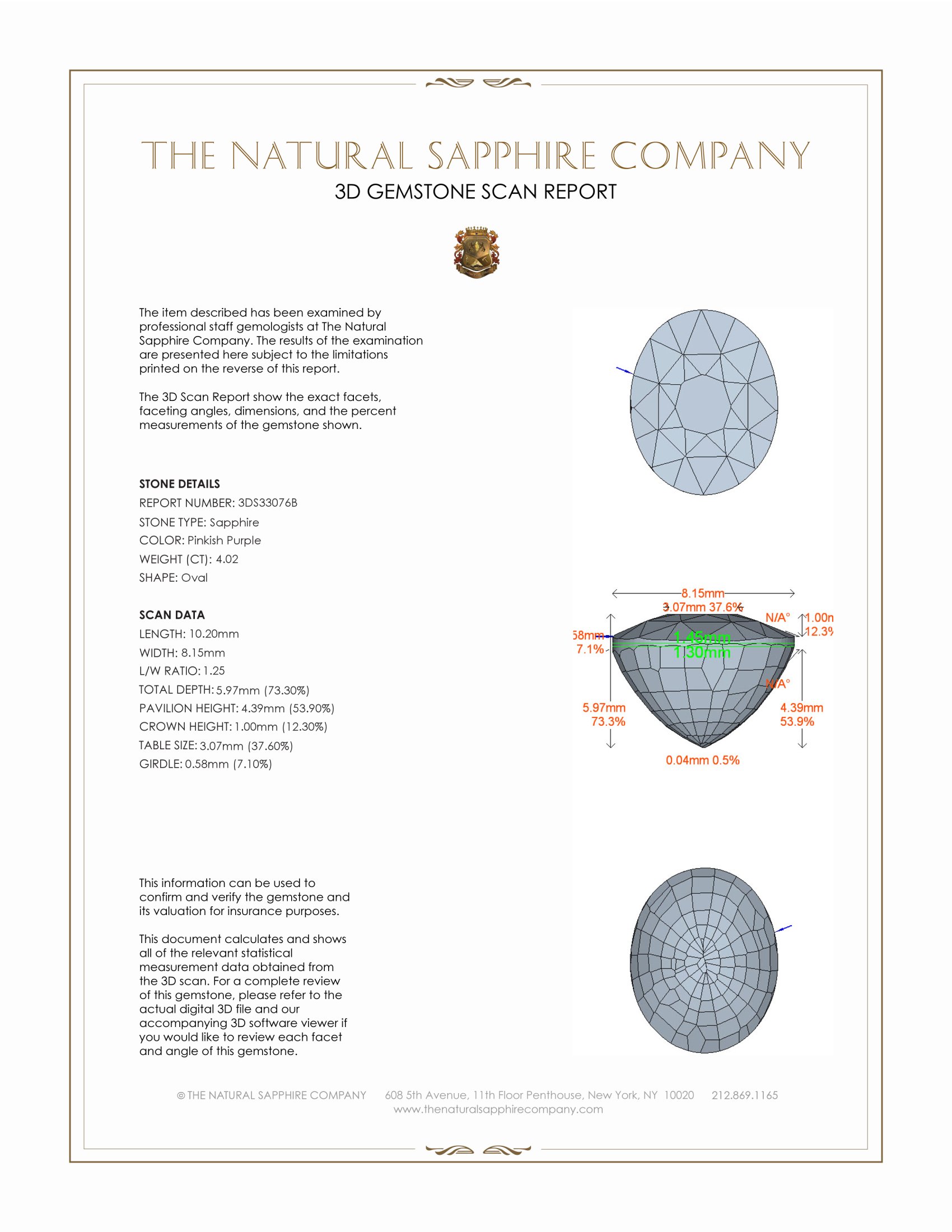 4.02 Ct. Pinkish Purple Sapphire from Ceylon (Sri Lanka)