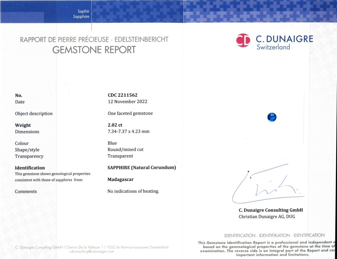 2.02 Ct. Blue Sapphire from Madagascar