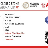 1.34 Ct. Blue Sapphire from Ceylon (Sri Lanka) Scan Report