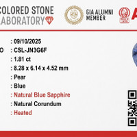 1.80 Ct. Blue Sapphire from Ceylon (Sri Lanka) Scan Report
