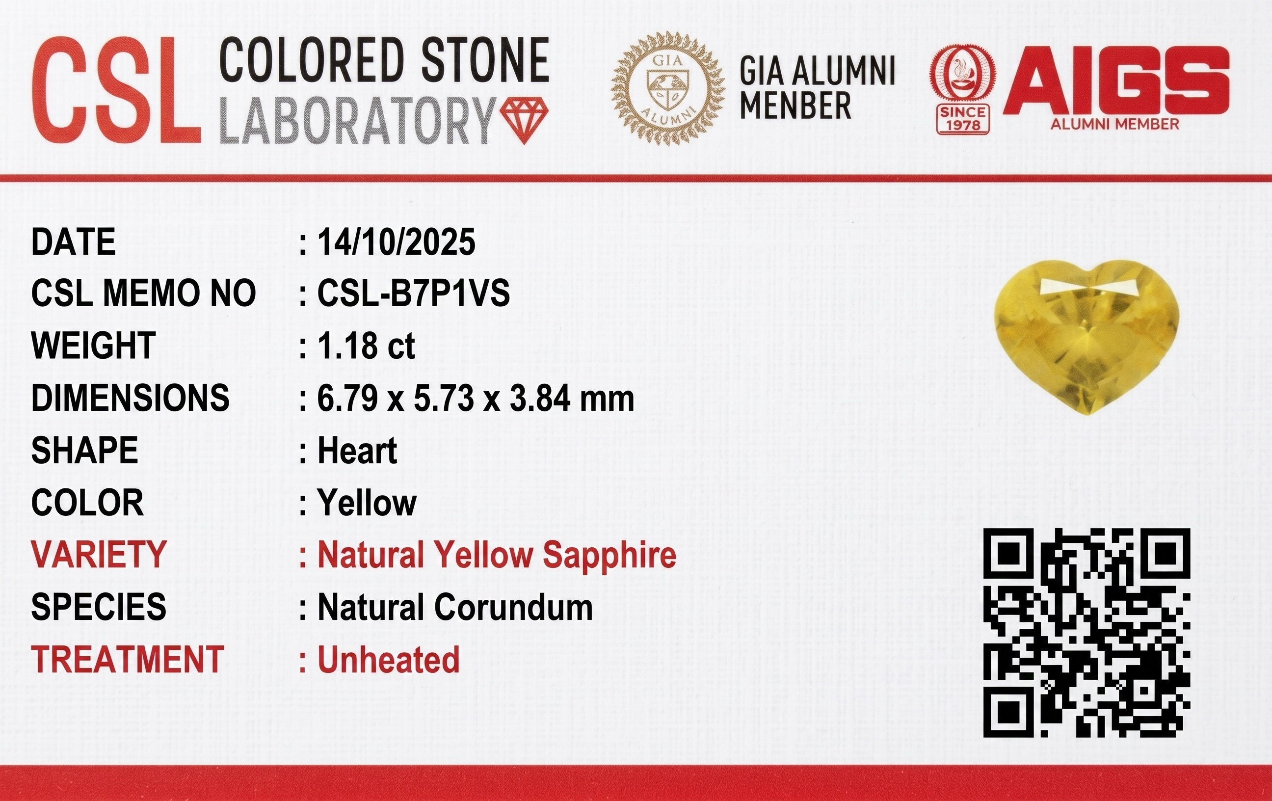 0.79 Ct. Yellow Sapphire from Ceylon (Sri Lanka)