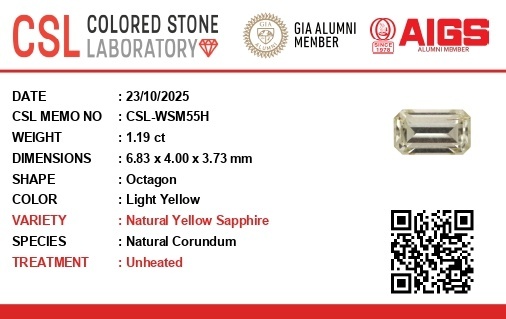 1.19 Ct. Yellow Sapphire from Ceylon (Sri Lanka)